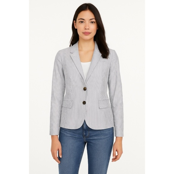 J. Crew Schoolboy Blazer Seersucker Nautical Stripe - Picture 1 of 12